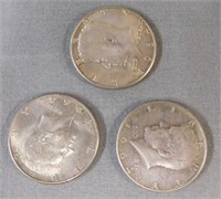 (3) 1964 Kennedy Half Dollars.