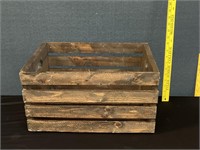 Vintage Stained Pine Wood Crate