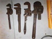 4 Vintage Pipe Wrenches