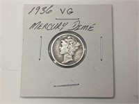 1936 Us Silver Mercury Dime