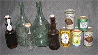 Various glass bottles including Groesch and