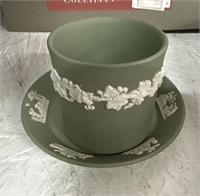 GREEN ORIENTAL CUP AND SAUCER