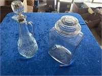 Glass jar & decanter with lids