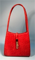 Red Ostrich-Type Handbag