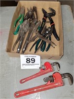Pliers, pipe wrenches, snips