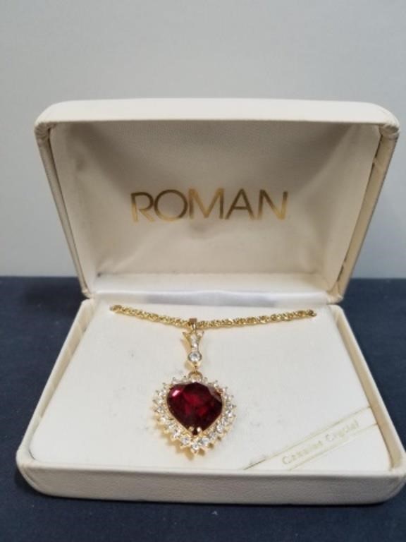 Roman Genuine Crystal Pendant on 18" Gold-Colored