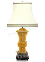 Marbro Carved Alabaster Table Lamp W/ Shade