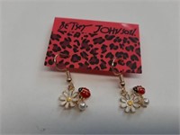 FINE ENAMEL DAISY’S AND LADY BUGS EARRINGS -