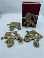 Victorian Brass Lion Bookends
