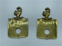 Brass Helmet Door Knob Rosette Plates (2)