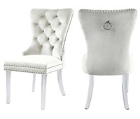 DINING CHAIR WITH ACRYLIC LEGS, WHITE