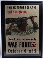 WWII HE'S UP TO HIS NECK TOO COMM WAR FUND POSTER