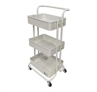 Hoppel 3-Tier Rolling Cart with Handle, White