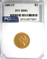 1882-CC Gold $5 MS61 LISTS $20000