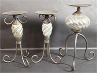 Three Metal Candle Holders