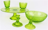 Vintage Green Daisy Wheat Indiana Glass