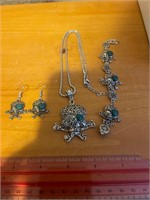New Skull necklace bracelet & earrings