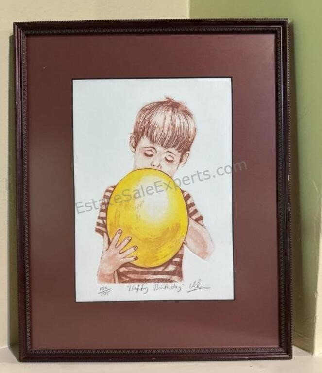 Limited Edition Serigraph Pencil Signed "HAPPY