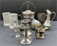 (AE) Mixed Lot of Metal, Pewter and Silver Plate