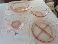 Lot of Pink Depression Glass Dishes