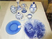 Blue Ceramid & Glass Lot