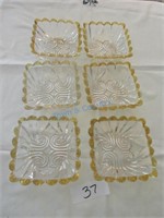 Vintage Gold Hobnail Trimmed Glass Dishes