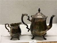 Vintage Silver Tea Pot & Creamer