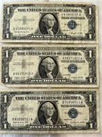 3 $1 Silver Certificates: 1957A(2), 1957B