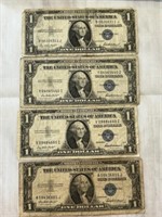 4 1935F $1 Silver Certificates
