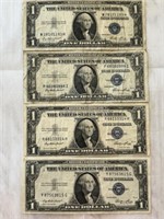 4 1935E $1 Silver Certificates