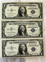 3 1935E $1 Silver Certificates