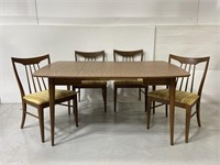 MCM drop-leaf wood dining table & chairs