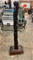 AFRICAN CARVED TIMBER LOVING POLE STATUE