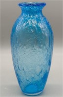 Turquoise Blue Bubble Glass Tall Flower Vase