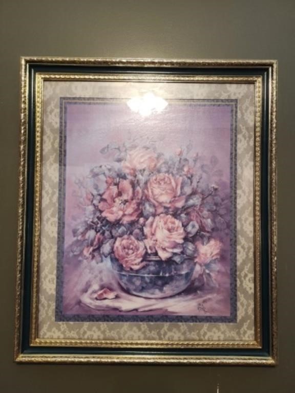 Vintage Framed Floral Artwork