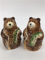 Ceramic Bear w/ Fish S&P Shakers