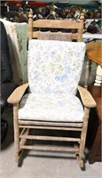 Rush seat and back open arm porch rocking chair