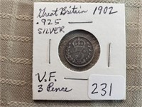 1902 Great Britian 3 Pence F 0.925 Silver
