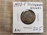 1938P Jefferson Nickel AU