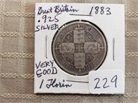 1883 Great Britain 1 Florin VG 0.925 Silver
