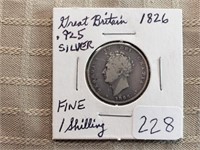 1826 Great Britain 1 Schilling F 0.925 Silver