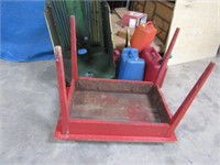 3 SLAT RED PAINTED WOOD TABLE