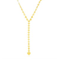 14k Gold Mirrored Heart Chain Lariat Necklace