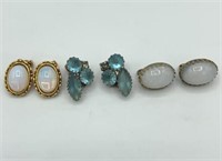 Lot of 3 Vintage Faux Opal, Light Blue Earrings