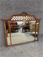 LARGE CHINESE CHIPPENDALE MAHOGANY MIRROR