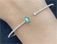 $ 7800 1.80 Ct Emerald Diamond Bracelet 14 Kt
