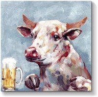 Abstract Cow Canvas Artwork Painting: Animal & Bee