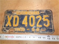 1958  INDIANA LICENSE PLATE