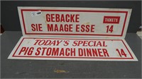 Metal Today's Special Pig Stomach Dinner Signs