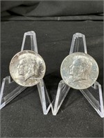 Two1964 Kennedy Half Dollars, Appear to be Uncircu